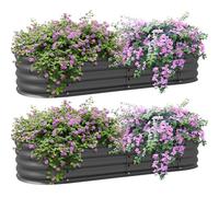Outsunny Galvanised Raised Beds for Garden Metal 150 x 62 x 30cm Dark Grey