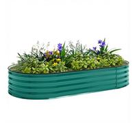 Outsunny Galvanised Raised Beds for Garden, Metal Elevated Planter Box with Safety Edging, DIY Assembly for Growing Flowers, Herbs, Succulents, 180 x 90 x 30cm, Light Green