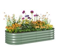 Outsunny Galvanised Raised Beds for Garden, Metal Elevated Planter Box with Safety Edging, DIY Assembly for Growing Flowers, Herbs, Succulents, 150 x 62 x 30cm, Green