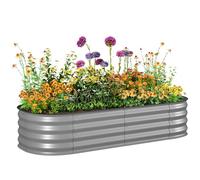 Outsunny Galvanised Raised Beds for Garden, Metal Elevated Planter Box with Safety Edging, DIY Assembly for Growing Flowers, Herbs, Succulents, 150 x 62 x 30cm, Silver