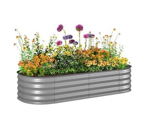 Outsunny Galvanised Raised Beds for Garden, Metal Elevated Planter Box with Safety Edging, DIY Assembly for Growing Flowers, Herbs, Succulents, 150 x 62 x 30cm, Silver