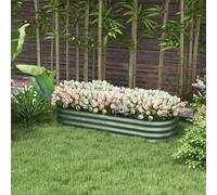 Outsunny Galvanised Raised Garden Bed w/ Safety Edging Green, Green