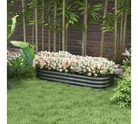 Outsunny Galvanised Raised Beds for Garden, Metal Elevated Planter Box with Safety Edging, Easy DIY for Growing Flowers, Herbs, Succulents, 150 x 62 x 30cm, Dark Grey