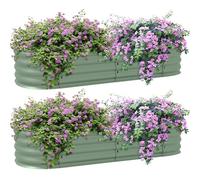 Outsunny Galvanised Raised Beds for Garden Pack of 2 150 x 62 x 30cm Green