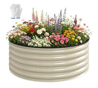 Outsunny Galvanised Raised Garden Bed, 120 x 120 x 43cm, Cream White