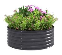 Outsunny Galvanised Raised Garden Bed, 120 x 120 x 43cm, Dark Grey