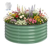 Outsunny Galvanised Raised Garden Bed, 120 x 120 x 43cm, Light Green