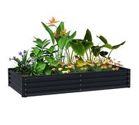Outsunny Galvanised Raised Garden Bed, 180 x 90 x 30cm, Dark Grey