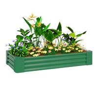 Outsunny Galvanised Raised Garden Bed, 180 x 90 x 30cm Raised Bed with Reinforcing Bars, Outdoor Raised Planter with Open Bottom for Vegetables, Flowers, Herbs, Green