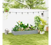 Outsunny Galvanised Raised Garden Bed, 180X90X30Cm Raised Bed, Silver Silver