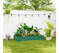 Outsunny Galvanised Raised Garden Bed, 180x90x30cm Raised Planter, Green - Green - Galvanised Steel - 180W x 90D x 30Hcm