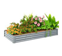 Outsunny Galvanised Raised Garden Bed, 240 x 120 x 30cm, Silver