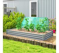 Outsunny Galvanised Raised Garden Bed, 240x120x30cm Raised Bed, Silver