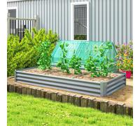 Outsunny Galvanised Raised Garden Bed, 240x120x30cm Raised Bed, Silver - Silver - Galvanised Steel - 240W x 120D x 30H cm