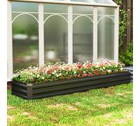 OUTSUNNY Galvanised Raised Garden Bed, 240x60cm Rectangular Outdoor Elevated Planter Box in Dark Grey | Size: 240x60 cm Outsunny Dark Grey 240x60 cm