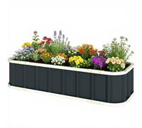 Outsunny Galvanised Raised Garden Bed 4.5 X 2 X 1 Ft With Gloves, Dark Grey Dark Grey