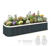 Outsunny Galvanised Raised Garden Bed, 5 x 2 x 1 ft Metal Planter with Gloves and Folded Edging, Outdoor Garden Bed for Vegetables Flowers Herbs, Dark Grey
