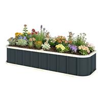 Outsunny Galvanised Raised Garden Bed With Gloves, Dark Grey Dark Grey