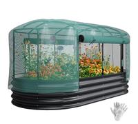 Outsunny Galvanised Raised Garden Bed Kit with Self Watering System and Mesh Cover, Oval Metal Outdoor Planter Garden Boxes for Vegetables Herbs Flowers, 6x3Ft, Dark Grey and Green