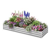 Outsunny Galvanised Raised Garden Bed Metal Elevated Planter Box, Silver Silver
