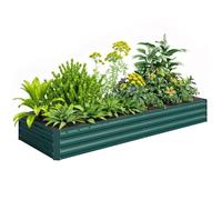 Outsunny Galvanised Raised Garden Bed, Metal Elevated Planter Box with Open Bottom, Outdoor Flower Pot for Growing Flowers, Herbs, 241 x 90.5cm, Green