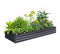 Outsunny Galvanised Raised Garden Bed, Metal Elevated Planter Box with Open Bottom, Outdoor Flower Pot for Growing Flowers, Herbs, 241 x 90.5cm, Grey
