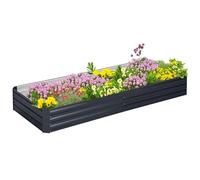 Outsunny Galvanised Raised Garden Bed, Metal Elevated Planter Box with Open Bottom, Outdoor Flower Pot for Growing Flowers, Herbs, 241 x 90.5cm, Grey