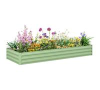 Outsunny Galvanised Raised Garden Bed, Metal Elevated Planter Box with Open Bottom, Outdoor Flower Pot for Growing Flowers, Herbs, 241 x 90.5cm, Light Green