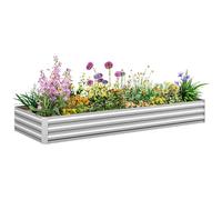 Outsunny Galvanised Raised Garden Bed, Metal Elevated Planter Box with Open Bottom, Outdoor Flower Pot for Growing Flowers, Herbs, 241 x 90.5cm, Silver