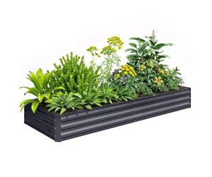 Outsunny Galvanised Raised Garden Bed, Metal Elevated Planter Box with Open Bottom, Outdoor Flower Pot for Growing Flowers, Herbs, 241 x 90.5cm, Grey