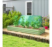 Outsunny Galvanised Raised Garden Bed Metal Planter Box, Light Green