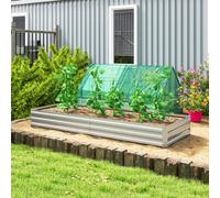 Outsunny Galvanised Raised Garden Bed Metal Planter Box, Silver