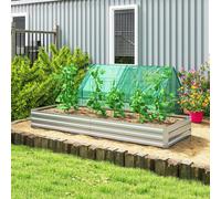 Outsunny Galvanised Raised Garden Bed Metal Planter Box, Silver