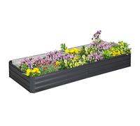 Outsunny Galvanised Raised Garden Bed w/ Open Bottom - Grey, none