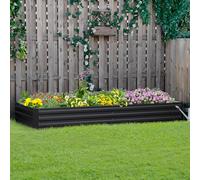 OUTSUNNY Galvanised Raised Garden Bed Metal Planter Box with Open Bottom in Grey Outsunny Grey