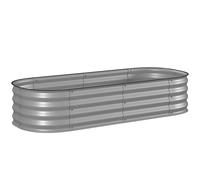 Outsunny Galvanised Raised Garden Bed, Metal Planter Box with Safety Edging, for Flowers, Herbs, Succulents, Silver