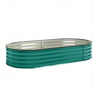 Outsunny Galvanised Raised Garden Bed, Metal Planter Box with Safety Edging, for Flowers, Herbs, Succulents, Light Green