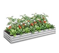 Outsunny Galvanised Raised Garden Bed Open Bottom 241 x 90.5cm Silver