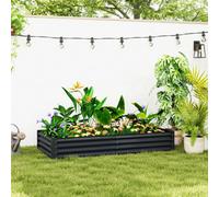 Outsunny Galvanised Raised Garden Bed, 180 x 90 x 30cm, Dark Grey | with Reinforcing Bars, Outdoor Raised Planter, Open Bottom, for Vegetables, Flowers, Herbs