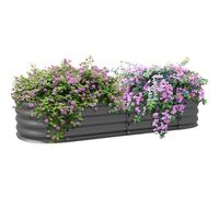 OUTSUNNY Galvanised Raised Garden Bed Planter Box with Safety Edging in Dark Grey Outsunny Dark Grey