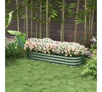 Outsunny Galvanised Raised Beds for Garden, Metal Elevated Planter Box with Safety Edging, Easy DIY for Growing Flowers, Herbs, Succulents, 150 x 62 x 30cm, Green