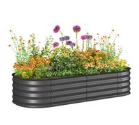 Outsunny Galvanised Raised Garden Bed Planter Box With Safety Edging In Dark Grey Dark Grey