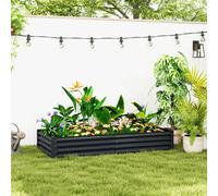 Outsunny Galvanised Raised Garden Bed, Raised Planter, Dark Grey
