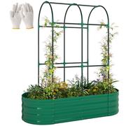 Outsunny 4 X 2 X 4.6Ft Galvanised Raised Garden Bed With Trellis, Green