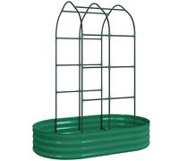 Outsunny Galvanised Raised Garden Bed with Arched Trellis, 5 x 3 x 6ft Metal Raised Bed for Garden with Open Bottom, Green