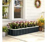 Outsunny Galvanised Raised Garden Bed With Gloves, Dark Grey