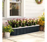 Outsunny Galvanised Raised Garden Bed With Gloves, Dark Grey Dark Grey