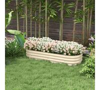 Outsunny Galvanised Raised Garden Bed with Safety Edging, Cream White, Cream