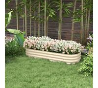 OUTSUNNY Galvanised Raised Garden Bed with Safety Edging, Cream White Outsunny Cream