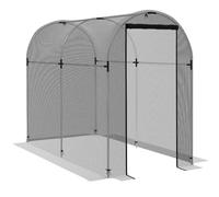 Outsunny Galvanised Steel Fruit Cage, Plant Protection Tent with Zipped Door, 1.2 x 2.4 x 1.9m, Black